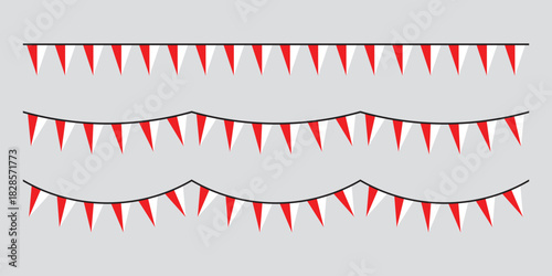 Seamless flag of Indonesia party bunting border. Flat design illustration.	