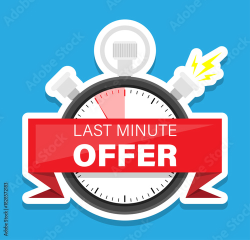 Countdown, last minute offer, one day sales and timer or stopwatch isolated icon vector. Promo sticker, business limited special promotion, best deal emblem or logo. Clock dial symbol, ticking