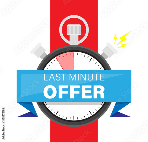 Countdown, last minute offer, one day sales and timer or stopwatch isolated icon vector. Promo sticker, business limited special promotion, best deal emblem or logo. Clock dial symbol, ticking