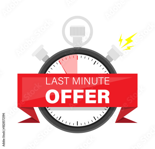 Countdown, last minute offer, one day sales and timer or stopwatch isolated icon vector. Promo sticker, business limited special promotion, best deal emblem or logo. Clock dial symbol, ticking