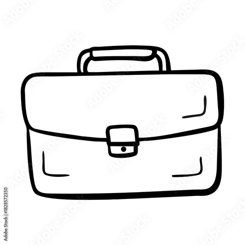 Stylized briefcase icon with handle and latch in sketch style. Briefcase icon symbolizes business, work, and professionalism, essential for carrying documents and items.