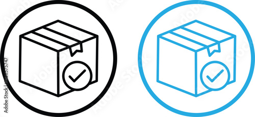 shipping box with a checkmark indicating completion. Delivery confirmation icon. indicating a received or delivered package. Perfect for shipping, logistics, order tracking,
