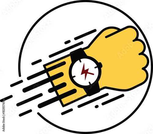 Deadline rushing with speed a fast wrist watch depicts time management and schedule efficiency concept