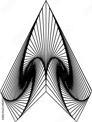 Dynamic black lines create a hypnotizing geometric shape, perfect for modern designs, abstract backgrounds, or creative projects needing a unique visual element