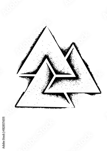 Striking Valknut Symbol Artwork for Bold Designs, Representing Odin's Warriors, Perfect for Tattoos, Apparel, and Viking-Inspired Projects, Edgy and Modern