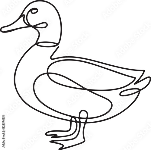 Duck one line continuous drawing. Duck symbol.one line icon with out background
