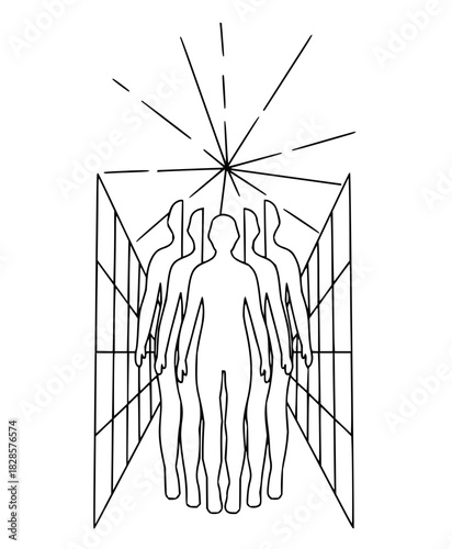 Striking linear artwork exploring perception and dimensionality, perfect for modern design projects and conceptual illustrations, originally a scalable vector graphic