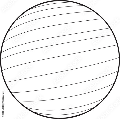 Pilates Ball Hand-drawn Sketch Drawing Vector Illustration, Line Linear Symbol Engraving Coloring Book, Black and White Isolated