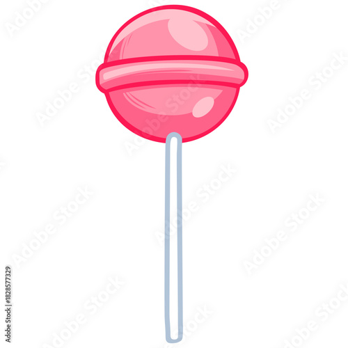 Pink Lollipop Candy Cartoon Illustration Vector