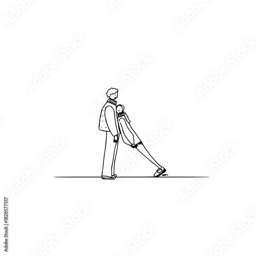 Minimalist Couple Embracing