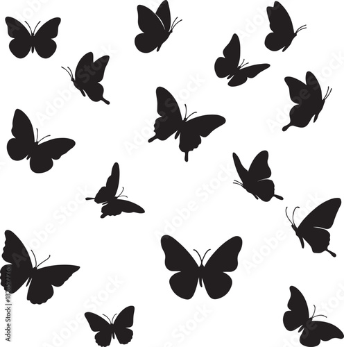 Collection of Butterfly Silhouettes in Flight - Nature Vector Set