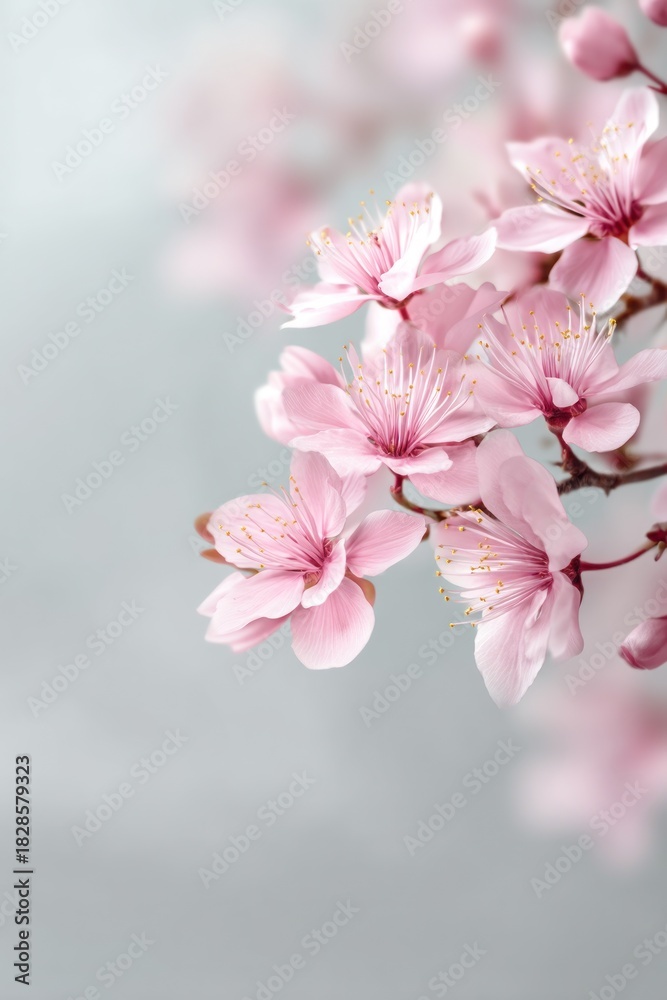 Obraz premium Close up of pink cherry blossom flowers