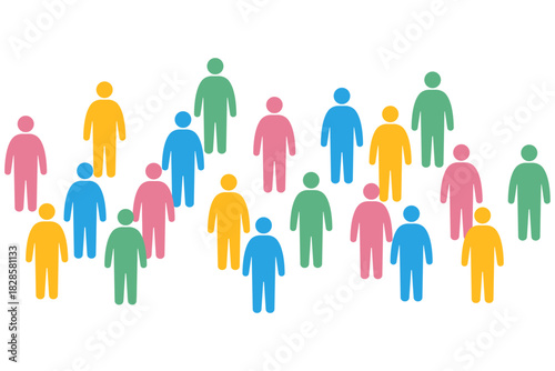 カラフルな人の群れのイラスト