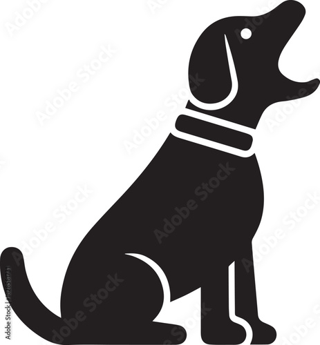 Dog Sitting and Barking Silhouette Vector, Dog Vector