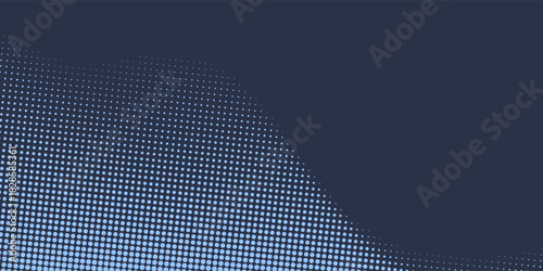 Stars Modern Halftone Geometry Pattern Vector Smooth Camber Border Blue Abstract Background. Checkered Faded Particles Curve Line Subtle Texture. Half Tone Contrast Graphic Minimalist art concept