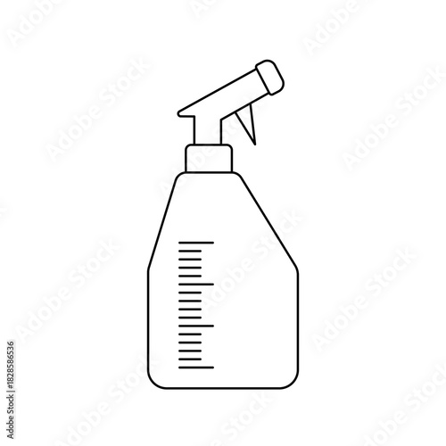 Minimalist spray bottle icon isolated on white background, ideal for cleaning products, cosmetics, haircare tools, hygiene, sanitation, and household item designs.