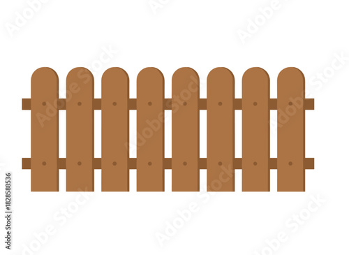 A modern wooden fence with railing, handrail for balcony and terrace exterior décor, realistic rail barrier for safety and defense, depicted as a flat vector illustration on a white background