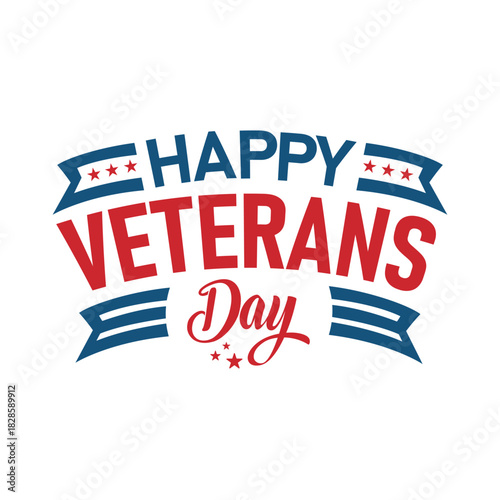 Happy veterans day patriotic celebration graphic with stars and stripes