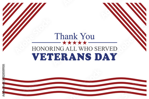 Patriotic thank you veterans design with american flag elements
