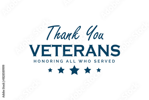 Patriotic thank you veterans design with american flag elements
