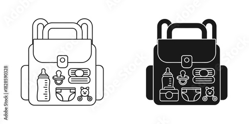 Essential baby care backpack checklist for new parents needing a convenient travel bag monochrome