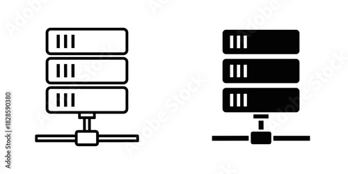 Reliable data server icon for seamless connectivity and data storage solutions in black and white