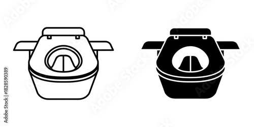 Modern toilet seat design in minimalist black and white, simple and clean bathroom fixture, easy for use