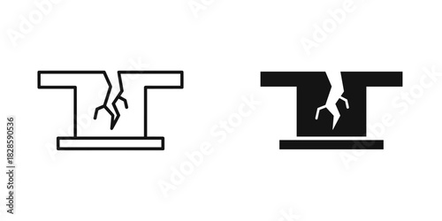 Iconic cracked surface graphic for design projects needing a bold, damaged, or broken symbol set