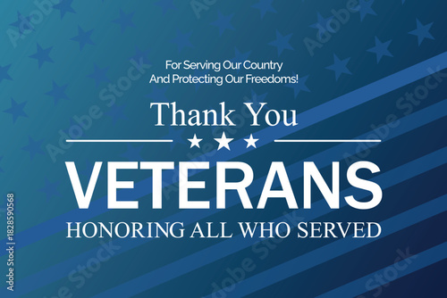 Patriotic thank you veterans design with american flag elements
