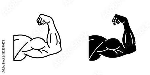 Showcase strength and fitness with this arm muscle silhouette, ideal for gyms and motivational designs