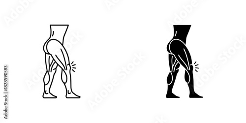 Muscle aches? Graphic illustrating leg pain, ideal for health content, medicine, and wellness designs