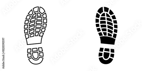 Distinct boot footprints in black and white offering unique texture and pattern for design elements