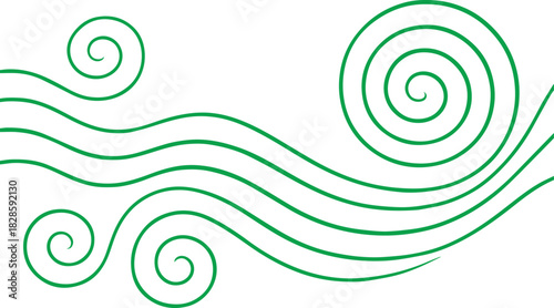 Abstract Green Swirl and Wave Lines Vector Illustration