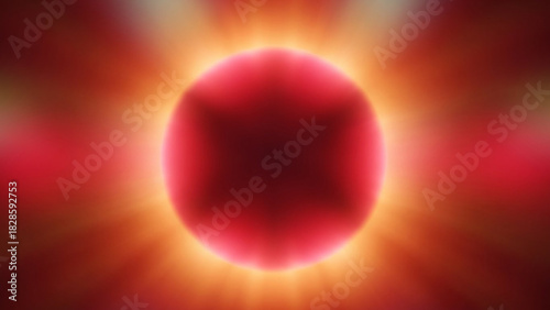 Abstract glowing red orb with a dark center surrounded by a bright orange and red gradient blur