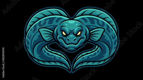 Evil Moray Eel Mascot Logo Design Aquatic Predator with a Fierce Gaze and Striking Appearance