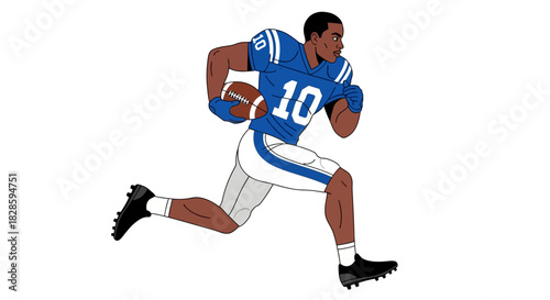 A football player with number 10 running with the football