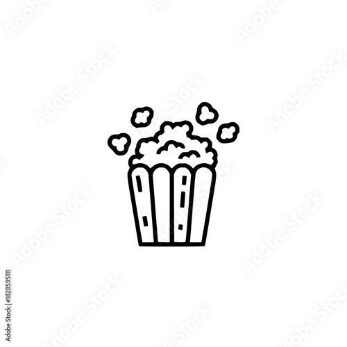 Fresh popcorn bucket icon, perfect for cinema promotions, snack ads, or movie night invitations, conveying fun and deliciousness in a simple, modern design