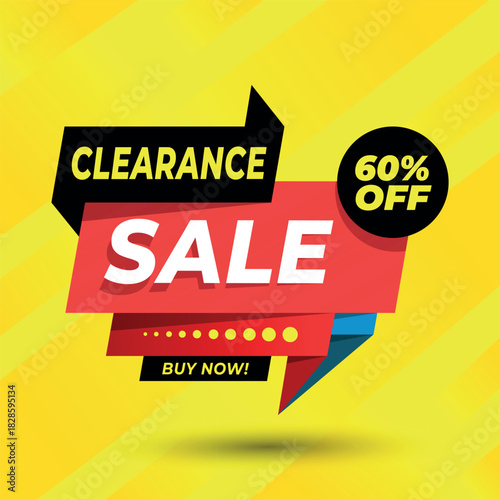 Dynamic Clearance sale banner design with 60% off	
