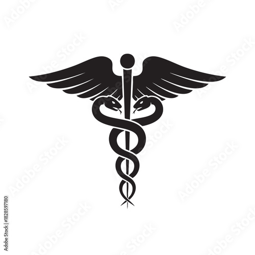 Caduceus Symbol of Medicine with Two Snakes and Wings Icon