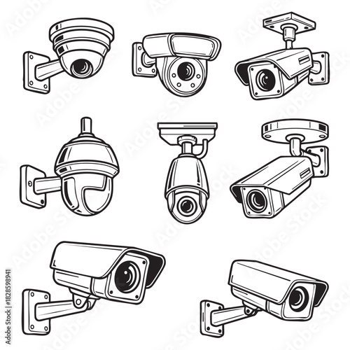 Security camera vector seamless pattern for surveillance and security purposes