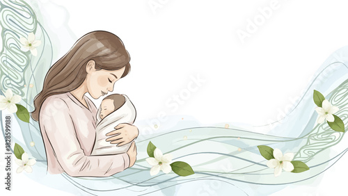Motherhood Tender Moments of a Mother Embracing Her Newborn Child