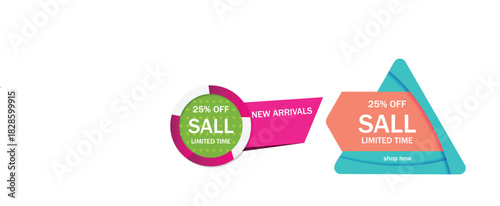 Dynamic modern sale tags and discount labels for new arrivals offers