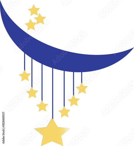 golden star hanging in blue moon showing a breathtaking chrismas decor vector