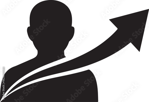 Personal growth professional development concept illustration vector silhouette showing career success upward arrow business improvement graphic sign