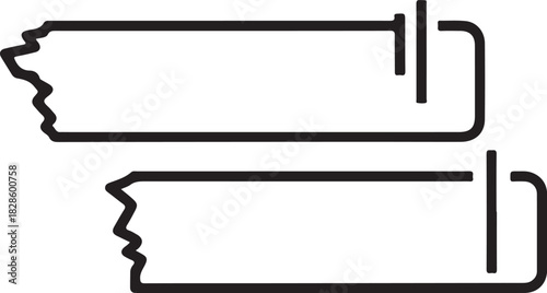 Vector icons depicting two pieces of adhesive tape or medical bandage strips with jagged edges ready to apply or stick