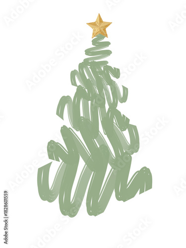 green christmas tree creative watercolor painting illustration