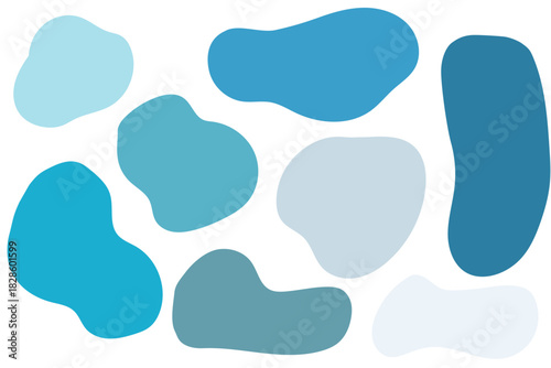 Abstract Organic Shape Set in Blue Tones