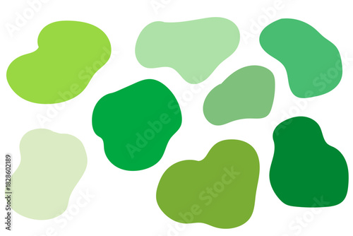 Abstract Organic Shape Set in Green Tones
