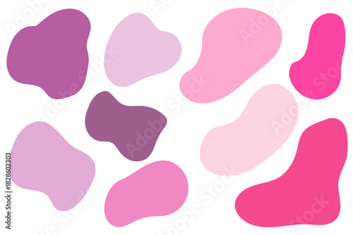 Abstract Organic Shape Set in Pink and Purple Tones