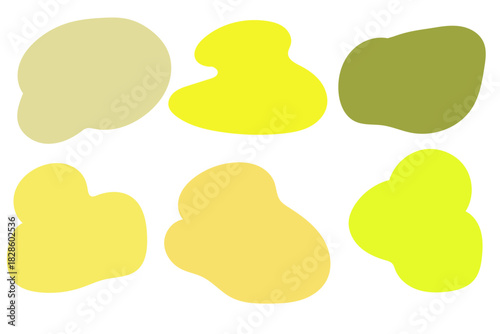 Abstract Organic Shape Set in Yellow Tones